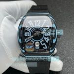 QQF Swiss Replica Franck Muller Vanguard V41 Baby Blue Carbon Case Watch 